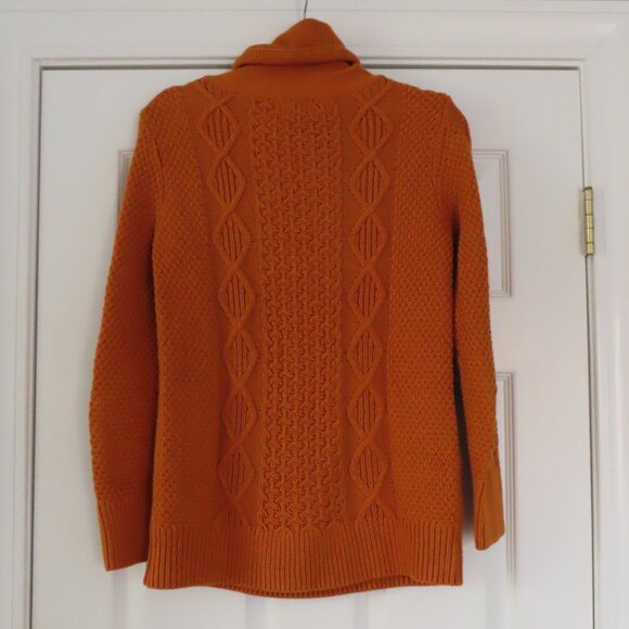 LL Bean Signature Cotton Funnelneck Sweater Saddle Drawstring Small Fishermans - Picture 3 of 12